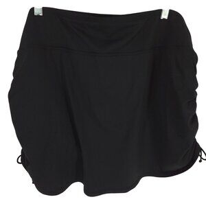 Lands' End Adjustable Swim Skirt with Brief Skort Black Plus Size Curvy UPF 22W